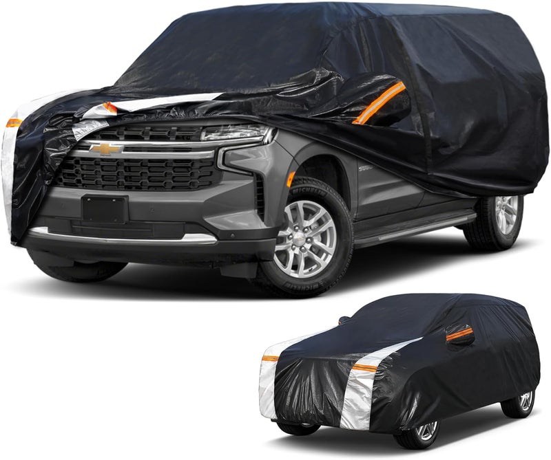 Cotryvox Large SUV Car Cover for Chevy Suburban 100% Waterproof All Weather, Heavy Duty Outdoor Full Exterior Covers Rain Sun Wind UV Protection. - Image 1